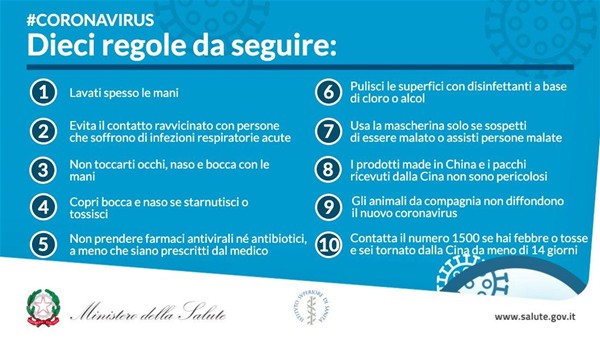 10 REGOLE DA SEGUIRE PER IL COVID19